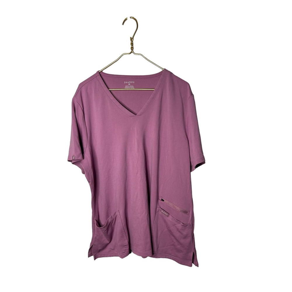Jaanuu Women's 4-Pocket‎ V-Neck Top  size 3X purple